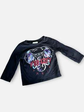 Kenzo Kids Organic Cotton Elephant Graphic Long Sleeve T-Shirt best fit 12-18m
